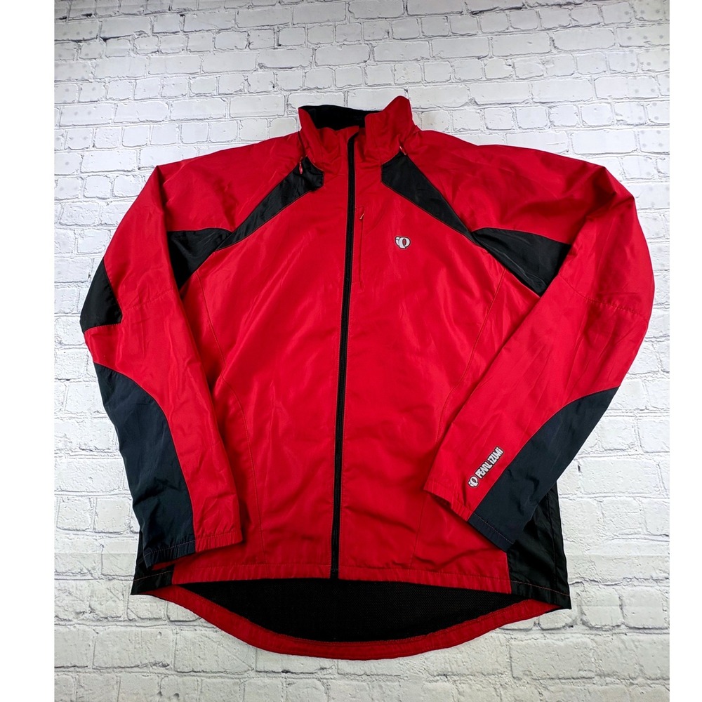 Pearl Izumi Cycling Jacket Mens Large Red Convertible Zip Off Vest Windbreaker